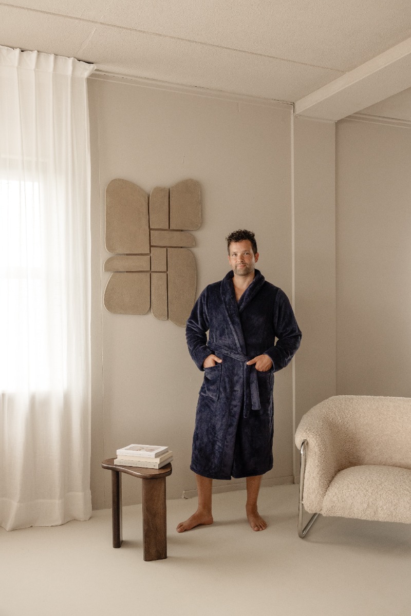 Linolux Fleece Badjas Alva Navy