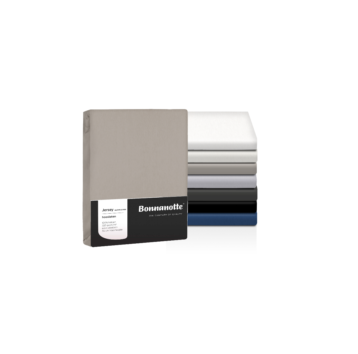 Bonnanotte Hoeslaken Jersey Dubbel Stretch Stone