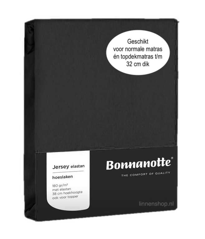 Bonnanotte (topper) Hoeslaken Jersey Elastan Zwart