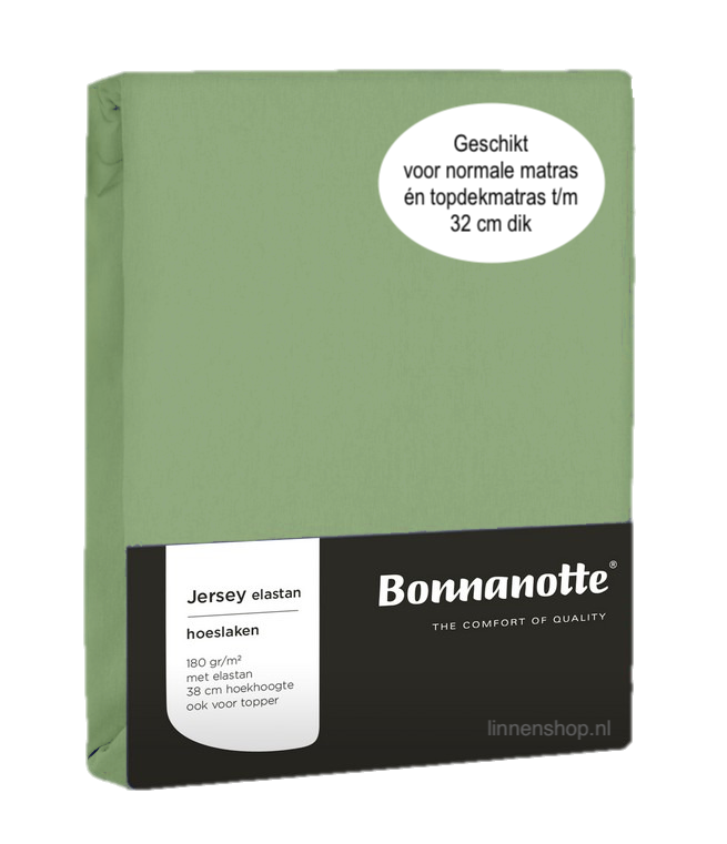 Bonnanotte (topper) Hoeslaken Jersey Elastan Mosgroen