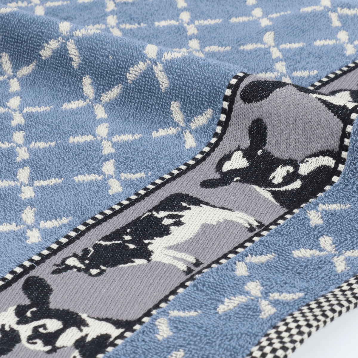 Bunzlau Castle Keukendoek Cows Grey-Blue GOTS