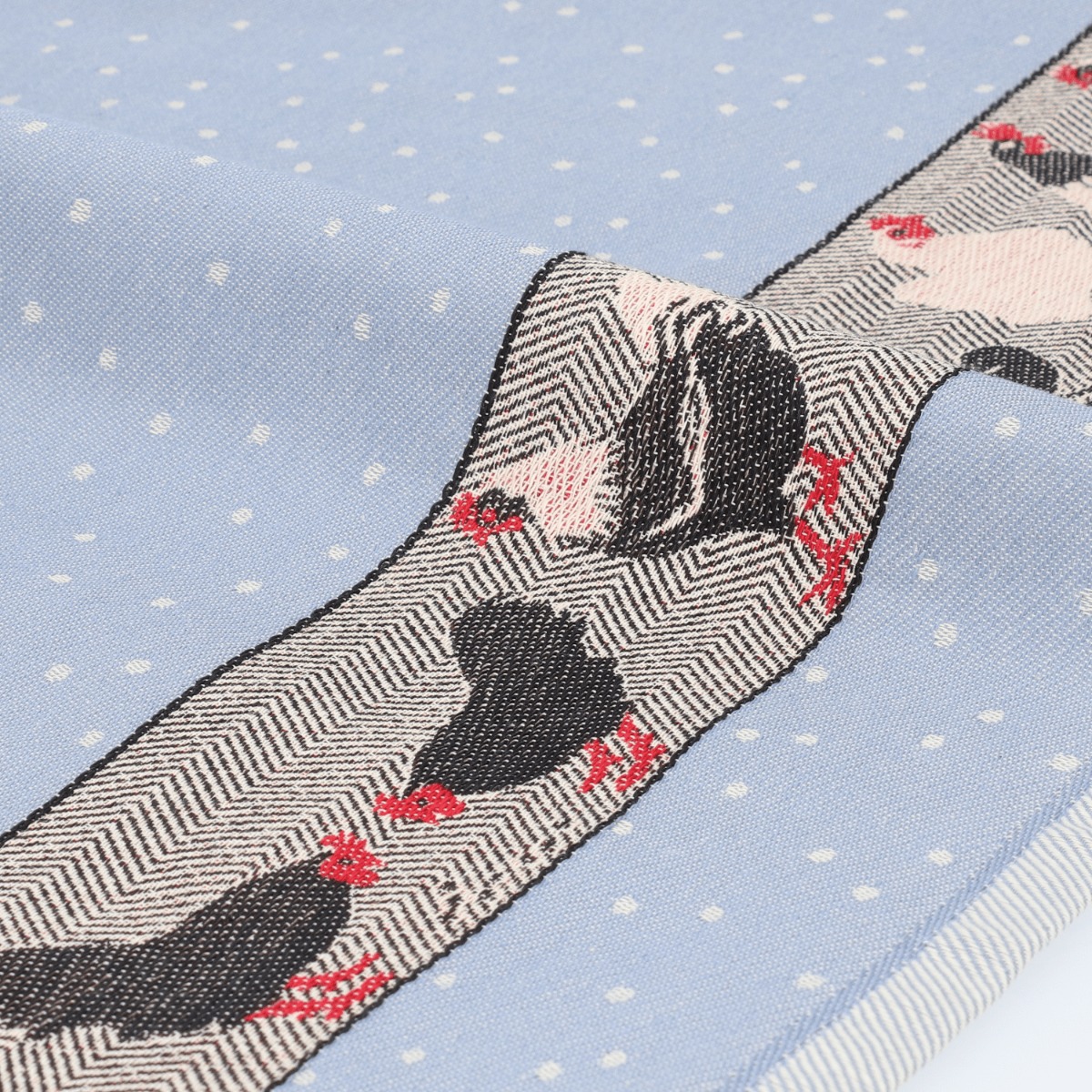 Bunzlau Castle Theedoek Chickens Grey-Blue GOTS