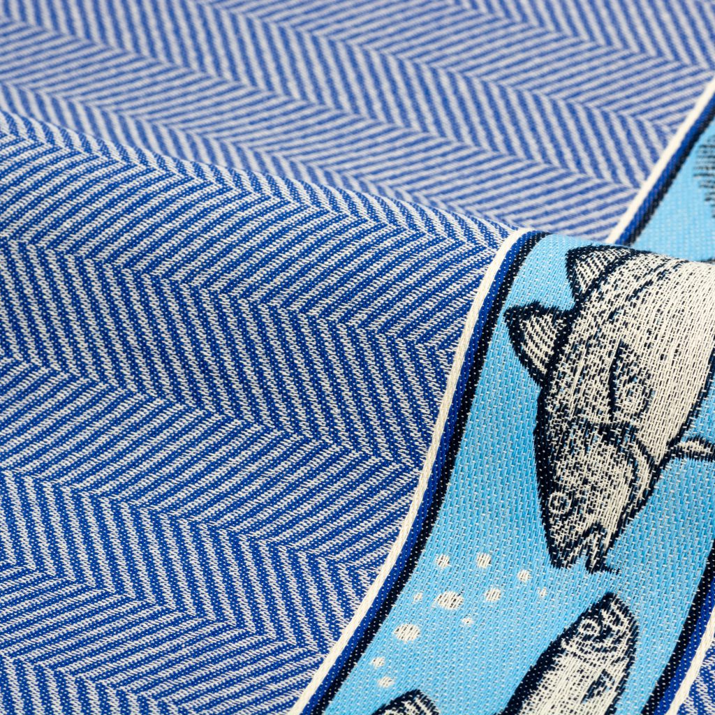 Bunzlau Castle Theedoek Fish Royal Blue GOTS