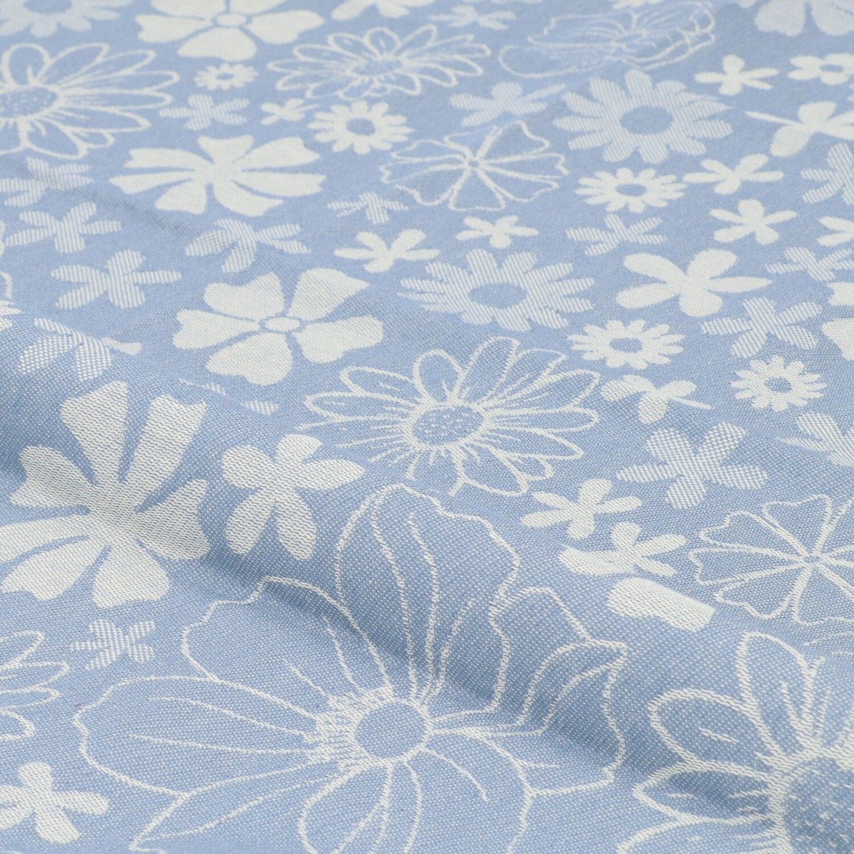 Bunzlau Castle Theedoek Flowerbed Grey Blue