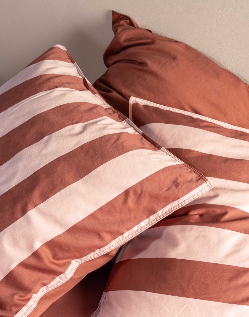 Essenza Kussensloop Minte Stripe Terracotta Blush Pink 60x70