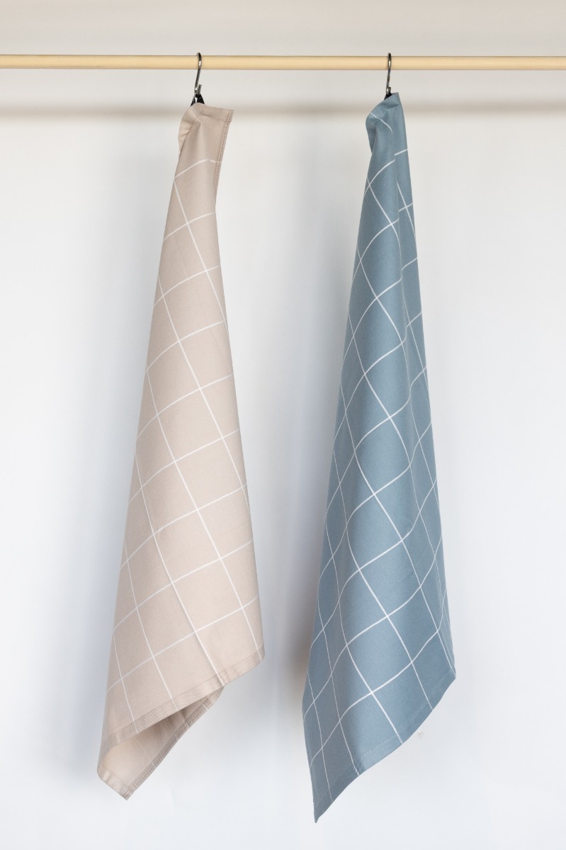 Jorzolino Theedoek Grote Ruit Grey Blue 65x65