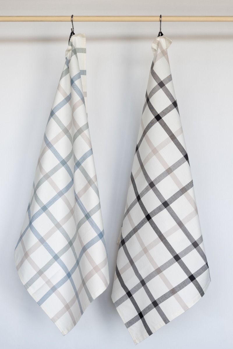Jorzolino Theedoek Ruit Grey/Black/Sand 65x65