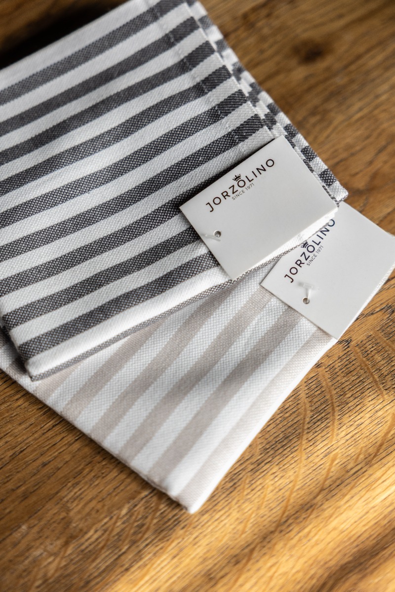 Jorzolino Theedoek Streep Grey 65x65