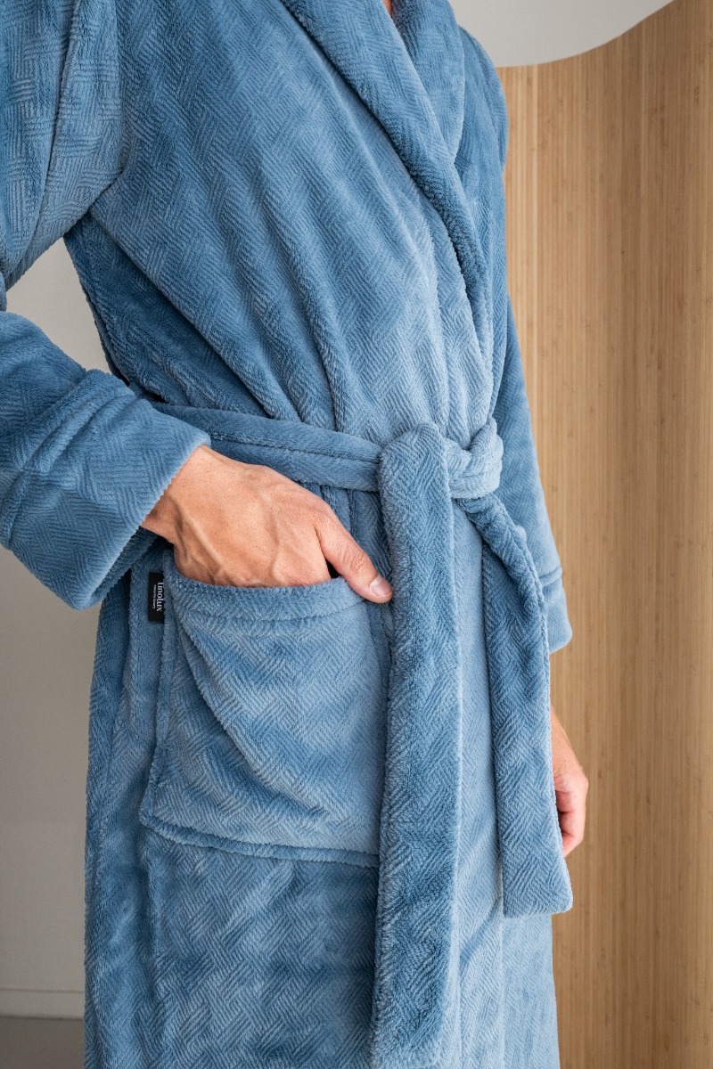 Linolux Fleece Badjas Lou Denim