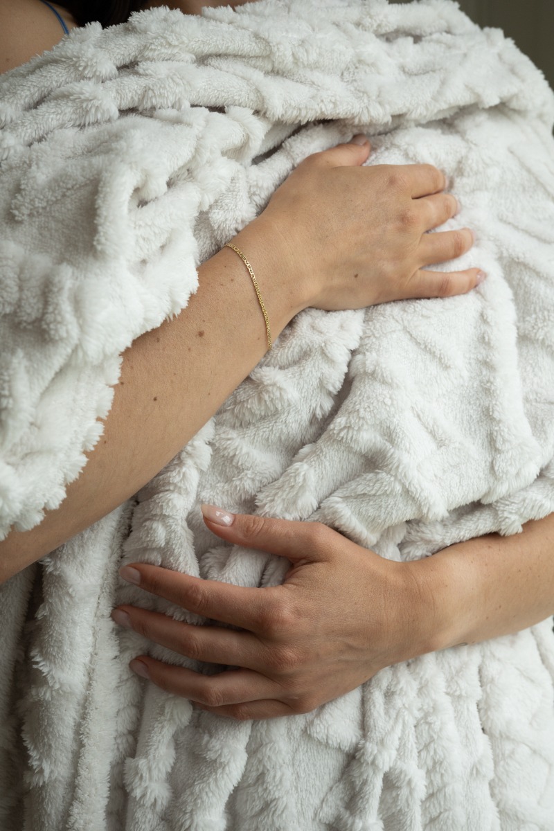 Linolux Fleece Plaid Cable Woolwhite 150x200