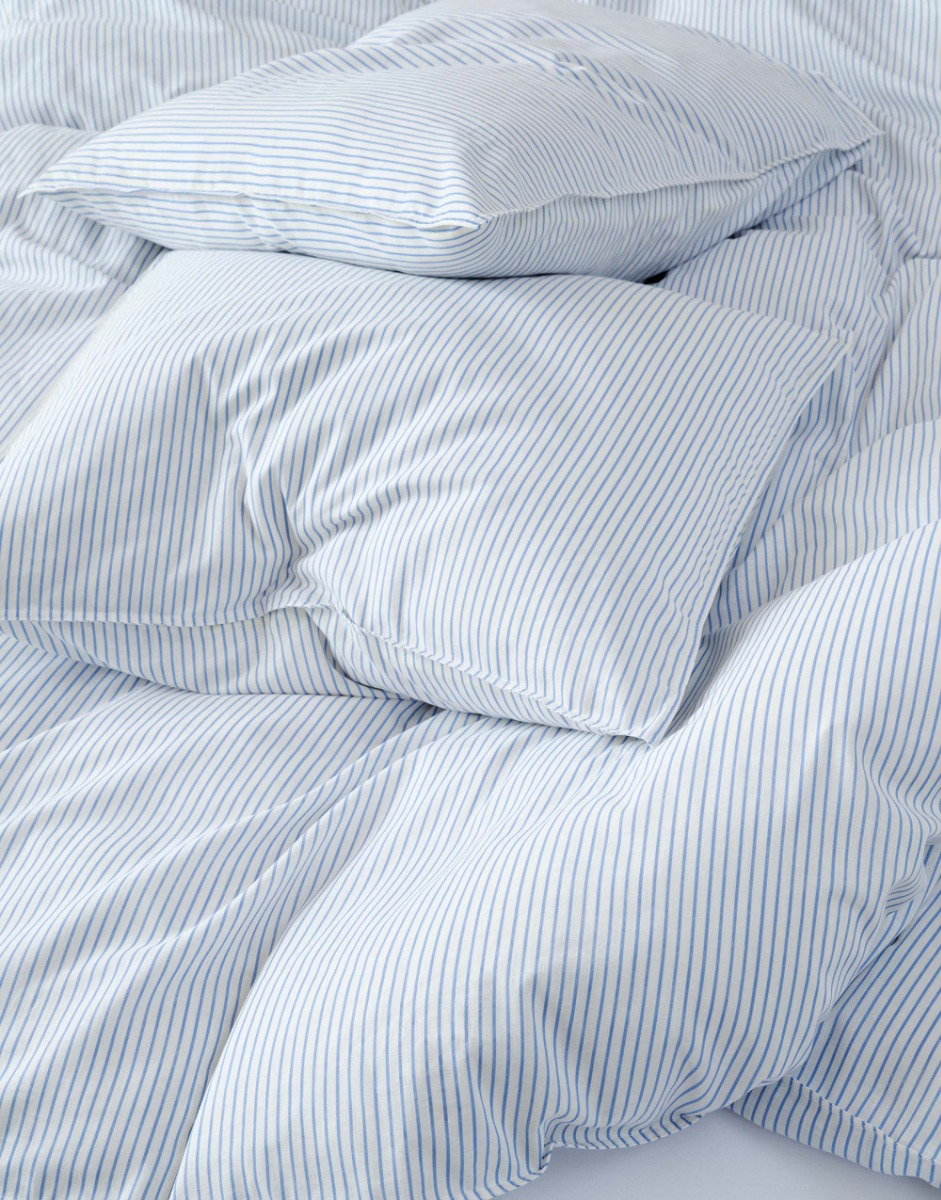 Marc O'Polo Dekbedovertrek Classic Fine Stripe Denim Blue