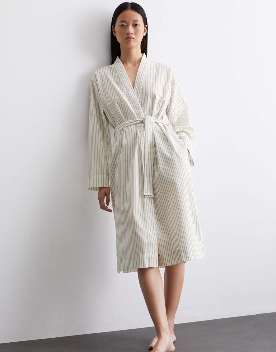 Marc O'Polo Kimono Classic Fine Stripe Grey Mist