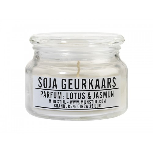 Mijn Stijl Geurkaars glas Lotus en Jasmijn soja basis