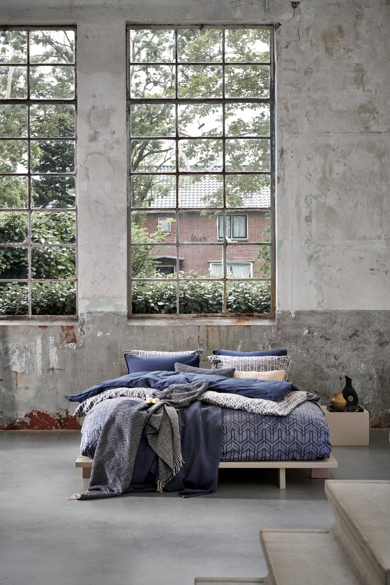 Vandyck Dekbedovertrek Washed Cotton Blue Ink