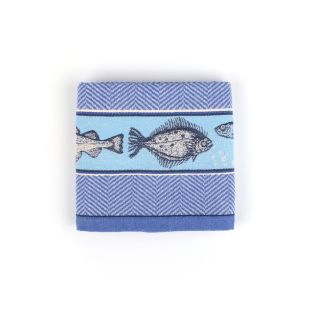 Bunzlau Castle Theedoek Fish Royal Blue GOTS
