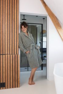 Linolux Badjas Home Stripes Grey Green