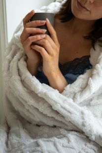 Linolux Fleece Plaid Cable Woolwhite 150x200