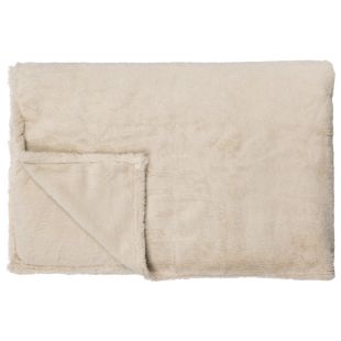 Linolux Fleece Plaid Rabbit Fur Beige