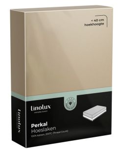 Linolux Hoeslaken Katoen Perkal Sand