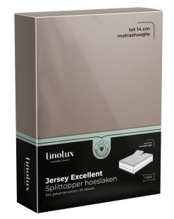 Linolux Hoeslaken Splittopper Jersey Excellent Taupe