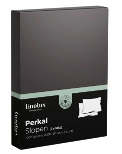 Linolux Kussensloop Katoen Perkal Anthracite 2x 60x70