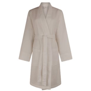 Linolux Wafel Badjas Nature Short Linnen