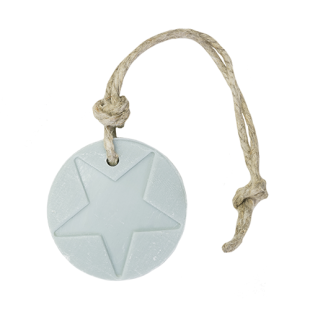 Mijn Stijl Hanger schijf ster licht blauw Linnen 70 gr