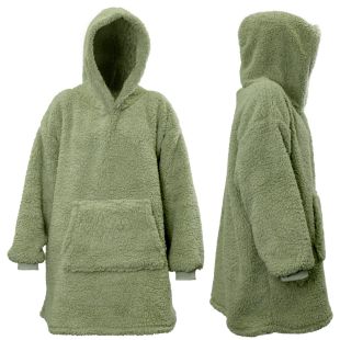 Unique Living Oversized Teddy Fleece Hoodie Tea Green