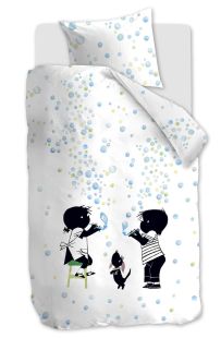 Beddinghouse x Fiep Dekbedovertrek Bellenblazen Blauw Groen 1 persoons