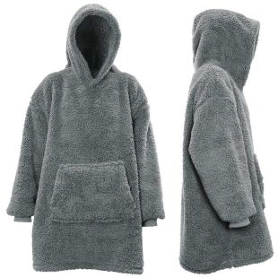 Unique Living Oversized Teddy Fleece Hoodie Dark Grey
