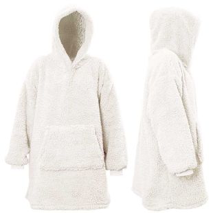 Unique Living Oversized Teddy Fleece Hoodie Dove White
