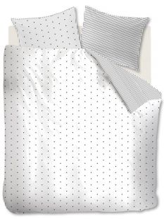 VT Wonen Dekbedovertrek Striped Hearts Black White